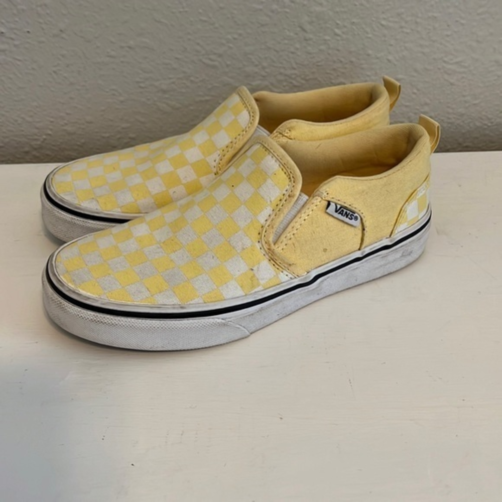 Vans Yellow Checked‎ Slip On Youth Size 2.5